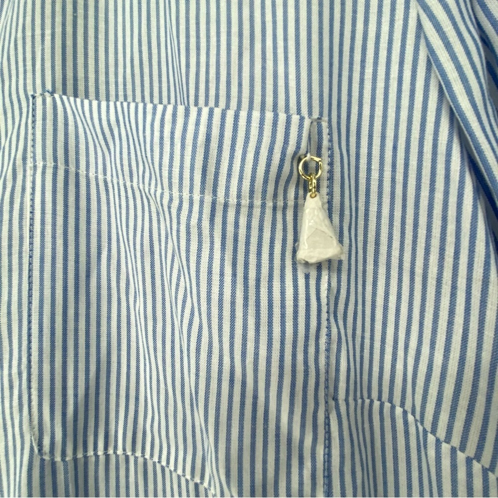 Chico's stripe blue white easy shirt button down long sleeve collared NWT - Picture 7 of 15
